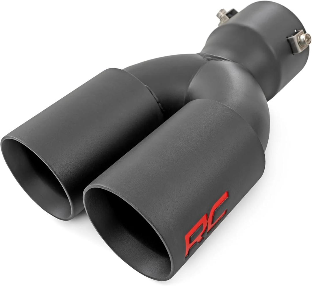 Rough Country Black Dual Exhaust Tip | 304 Stainless Steel | 2.5-3" - 96050