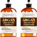 Essentially KateS Argan Shea Butter Shampoo and Conditioner Infused with Rose Extract 16 Fl Oz Set, Pack of 2 - Long Lasting Moisturizing Effect - Curly and Wavy Hair