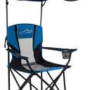 FAIR WIND Oversized Camping Lounge Chair with Adjustable Shade Canopy for Outdoor Sports - Support 350 LBS Heavy Duty Fold Quad Chair Arm Chair (Black Blue)
