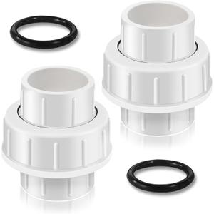 Boltigen 2Pack 2 inch PVC Union Couplings Schedule 40 Slip Socket Pipe Fitting Union 2'' PVC Connector Joint Adapter, for Swimming Pool Pump Industrial Pipeline System