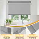 Cordless Blackout Roller Shades for Windows & Doors, Free-Stop Shades with Valance, UV Protection, Thermal Insulated Window Blinds for Home, Bedroom, Office, Gray, 27" W x 72" H