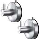 DGYB Suction Cup Hooks for Shower Set of 2 Brushed Nickel Towel Hooks for Bathrooms SUS 304 Stainless Steel Shower Hooks for Loofah 15 Lb Bathroom Hook for Towels (Silver Nickel)