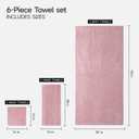 REDKISS Ultra Soft Bath Towels Set of 6 Large 35"x70" | 100% Microfiber, Highly Absorbent & Quick Dry | Pink Towels for Bathroom, Spa, Gym | 2 Bath, 2 Hand, 2 Washcloths