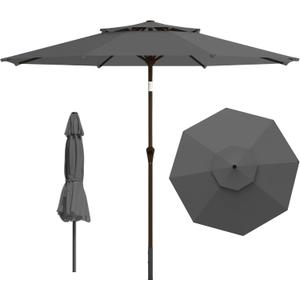 9ft 2-Tiers Patio Umbrella,Outdoor Market Table Umbrella with Push-Button Tilt & Crank | UV Protection,Suit for Backyard,Garden,Pool,Deck