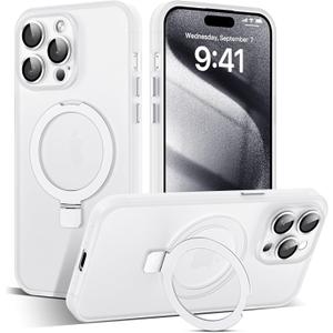 Designed for iPhone 14 Pro Case with Magnetic Invisible Ring Stand[Military Drop&Full Camera Lens Protection][Compatible with Mag-Safe] Shockproof Matte Slim Phone Cases 6.1",Translucent