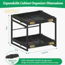 REALINN 2 Tier Pull Out Cabinet Organizer, 21 inch Depth Slide Out Shelves, Expandable 14"-22.5" Wide Heavy-Duty Cabinet Drawers for Kitchen Pots, Pans & Pantry Storage, Black