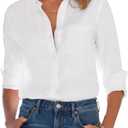 Button Down Shirts for Women Long Sleeve Dress Shirt Wrinkle Free Collared Work Shirt Casual Office Blouse Top (S)