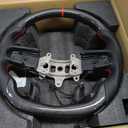 Heated Steering Wheel for F150 Raptor 2021-2024 Carbon Fiber Steering Wheel with Heated D-shaped Flat-bottom Preforated Leather Grip Hand-Stitched Compatible with Raptor with Paddle Shifters