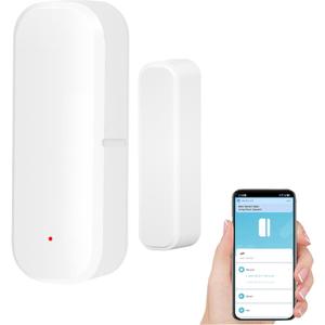 Smart WiFi Door Sensor: Wireless Window Sensor with App Notification Alert, Tuya Door Open Contact Sensor for Home Security, No Hub Required, Compatible with Alexa Google Assistant (1-pack)