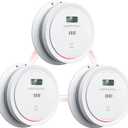 3 Packs Interlinked Smoke Detector Carbon Monoxide Detector Combo, Wireless Interconnected Smoke and Carbon Monoxide Detector with LCD Display & Test/Silence Button,Replaceable Battery