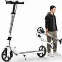 Scooters for Kids 8-12, Teens & Adults - Hand Brake & Bell, 8-inch Wheels, Adjustable Height, Foldable KIck Scooter, Upgrade Framework, Max Load 240LBS
