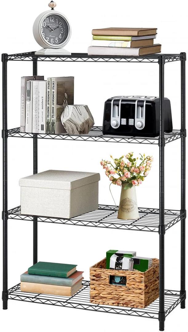 BestOffice Adjustable NSF-Certified Metal Shelf Wire Shelving Unit Storage for Small Places Restaurant Garage Pantry Kitchen Garage Rack (Black, 14" D x 36" W x 54" H), 14lx36wx54h
