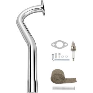 Central Long Mini Bike Exhaust Pipe Compatible with Coleman CC100U F-RP GMB100 Massimo MB100 Rascal Lite Predator 79cc 98cc 99cc 3.0HP 154F Engine Parts Silver
