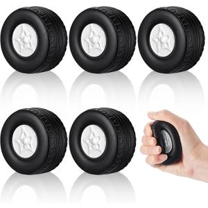Chivao 6 Pcs Racing PU Foam Stress Toys Squeezable Wheel Stress Toys Car Party 2.56 x 1.57 Inches for Adults Anxiety Relieve Boys Racing Theme Birthday Party Supplies Black White
