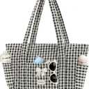 Molly Moon Quilted Tote Bag for Women, Quilted Gingham Floral Tote Bags with Zipper, Cute Bow Shoulder Bag Gifts for Sisters