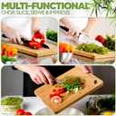 Wood Cutting Boards Set of 3 – Non-Toxic Bamboo Chopping Boards for Kitchen with Deep Juice Grooves – Durable, Eco-Friendly Wooden Serving Boards for Meat, Vegetables & Fruit