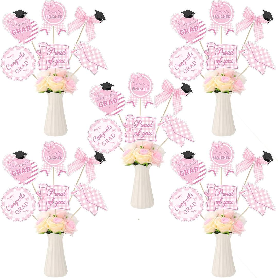 30 Pcs Pink Bow Graduation Party Decorations Class of 2025 Congrats Grad Table Centerpiece Decorations Congratulate Centerpiece Sticks Table Toppers for Graduation Party 30 Pcs Pink Bow Graduation Party Decorations Class of 2025 Congrats Grad Table Centerpiece Decorations Congratulate Centerpiece Sticks Table Toppers for Graduation Party