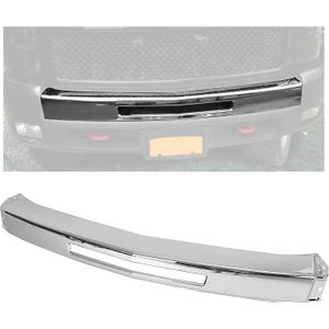 ECOTRIC Impact Bar Compatible with 2007-2013 Chevy Silverado 1500 2500 3500 Pickup Front Bumper Impact Face Bar Chrome Steel Replace For GM1002831 15941850 (W/Front Air Intake Cutout, Silvery)
