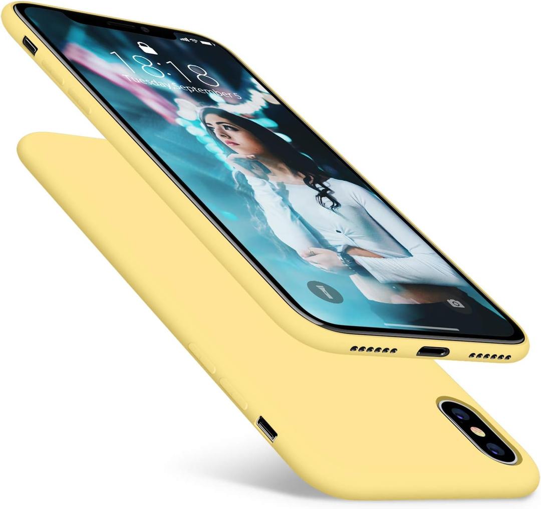 DTTO for iPhone X Case, [Romance Series] Liquid Silicone Gel Rubber Anti-Scratch Shockproof 5. 8 Inch Phone Case for Apple iPhone X with Honeycomb Grid Pattern (Yellow01)
