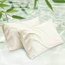 Bedsure Pillow Cases Standard Size, Cooling Pillow Cases, Rayon Derived from Bamboo Cream Pillowcases Standard Set of 2, PureWoven Silky Soft Bedding Pillow Covers with Envelope Closure, 20x26 Inches