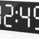 KWANWA Bedside Clock with Oversized Buttons, 2.4'' LED Digits Display, 24H Memory & Battery Save Mode, Ideal for Kitchen/Garage/Hurricane Preparedness (Includes 59" Charging Cable) Black