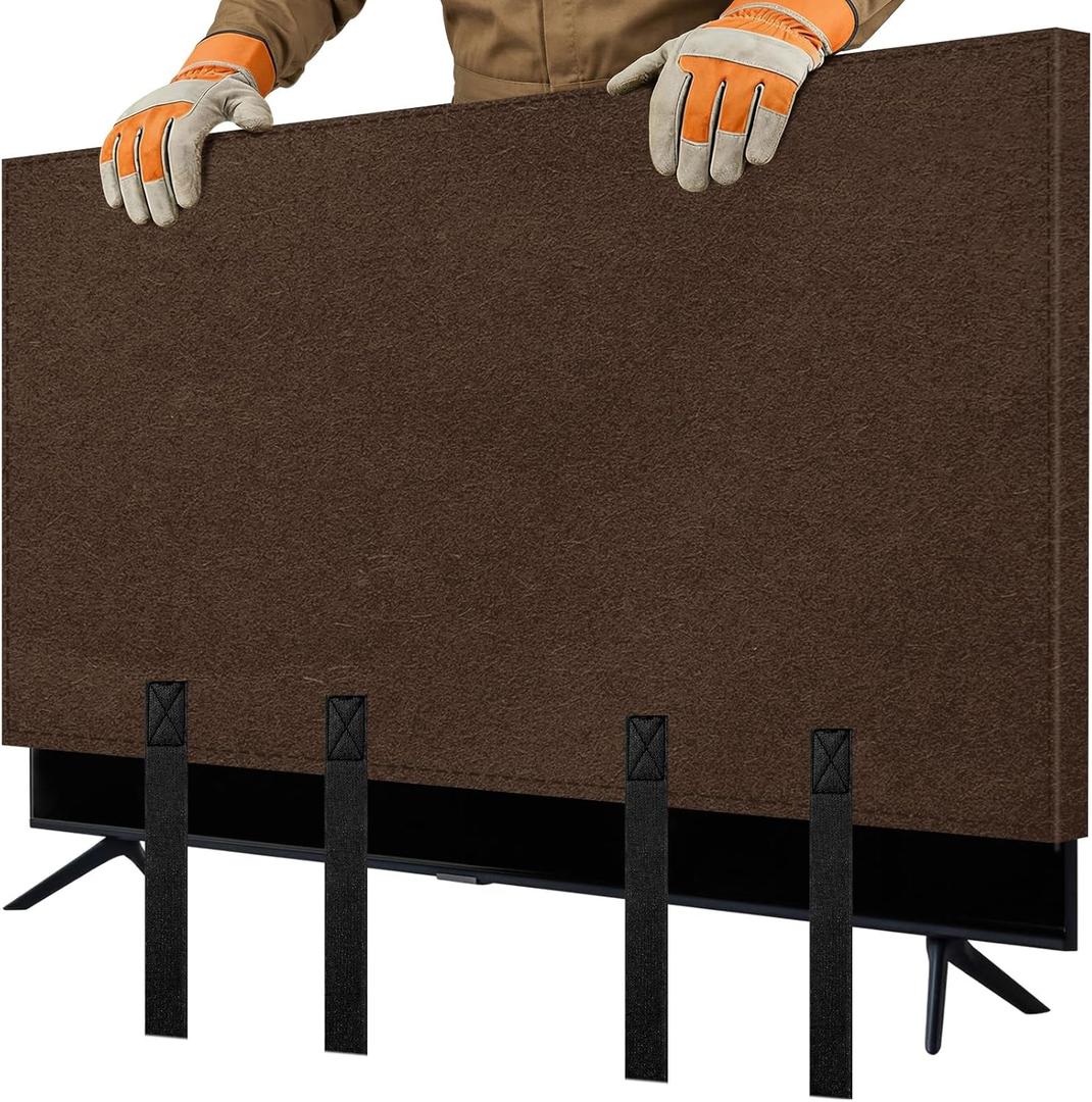 TV Cover for Moving, Fits to 50"- 55" Flat Screen TV Moving Cover, Dustproof Coffee Felt TV Screen Covers, Anti-Scratch TV Bags for Moving with Bottom Strap for House Moving, Home Renovation