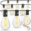 luckystyle 60FT LED Outdoor String Lights with 16+1 Edison Shatterproof Waterproof Bulbs, 2700K Commercial Grade Patio Lights, Heavy Duty Outside Hanging Outdoor Lights for Garden Porch Deck Decor