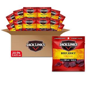 Jack Link's Beef Jerky, Teriyaki, Multipack Bags - Flavorful Meat Snacks for Lunches, Ready to Eat Protein Snacks, Individual Packs - 7g of Protein, Made with 100% Beef - 0.625 oz (Pack of 20)(BB: 01/13/2027)
