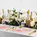 80pcs Clear Pink Disposable Shell Plastic Plates With Gold Rim, 10 inch 40 Dinner Plates and 7 inch 40 Dessert Plates for Party, Wedding, Birthday