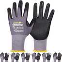 LOCCEF Work Gloves MicroFoam Nitrile Coated-6 Pairs,Endurance Seamless Knit Nylon,Dots on palm,Tacky Dot Grip Gloves
