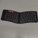 MEETION Ergonomic Foldable Bluetooth Keyboard, Split Compact Portable Keyboard for Business Travel, Ultra-Thin Folding Rechargeable Wireless Keyboards for iOS Android Windows Mac Tablet PC Smartphone (Black)