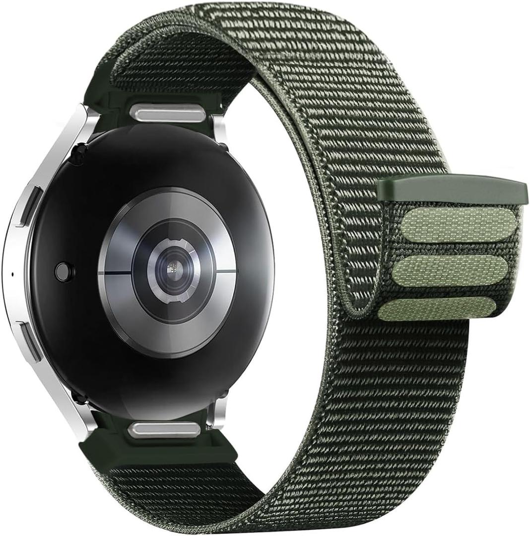 One Click No Gap Band Compatible with Samsung Galaxy Watch 7 6 5 4 Band 40mm 44mm, Galaxy Watch 6 Bands 47mm 43mm 42mm 46mm/Watch 5 Pro 45mm Band, 20mm Soft Nylon Sport Strap for Women Men
