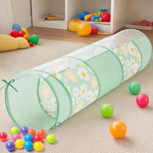 Eterish Kids Play Tunnel Toys for Toddlers, Pop Up Tents for Kids or Pets, Gift for Boy and Girl Play Tunnel Indoor and OutdoorGreen Daisy