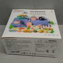 130Pcs Kitchen Playset, Toddler Pretend Cooking Play Pots, Pans, Utensils Cookware, Daily Food Fruit Veges, Shopping Storage Basket, Dessert, Prop Money, Learning Gift for Child (Blue)