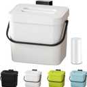 Kitchen Compost Bin - 1.8 Gallons Hanging TrashCan with Lid for Kitchen Cabinet Door, Under Sink, Wall Mounted Waste Bin for Bathroom, 7L(White)