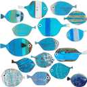 Spiareal 15 Pcs Fish Wall Decor Wooden School of Fish Wall Art Nautical Decor Vintage Hanging Coastal Fishing Sculpture Ocean Theme Ornaments Gifts for Lake House Bathroom Bedroom(Classic)