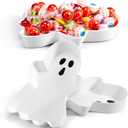 2 Pcs Halloween Ghost Candy Bowl Ghost Shaped Serving Tray Plates Plastic Spooky Dessert Platter Dish for Halloween Trick or Treat Party Food Storage Charcuterie Board Serving Supplies