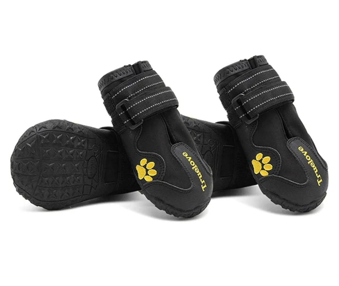 TRUE LOVE Dog Shoes Waterproof Anti-Slip Rain Boots with Reflective TLS3961(9, Black)