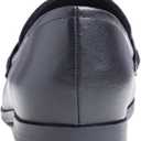 FEVERSOLE Women's Fashion Dress Comfort Low Heel Office Penny Loafer Flats (7.5, Plain Welt Faux Suede Black Vegan Leather)