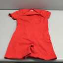 OQQ Women Short Sleeve Rompers Yoga Stretch Square Neck Exercise Rompers Red Small