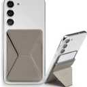 MOFT Phone Stand, Adhesive Card Holder Fits 2-3 Cards, Slim & Portable Leather Phone Wallet, 2 Viewing Angles, RFID Blocking, Compatible with iPhone, Galaxy and Most Smartphones - Taupe