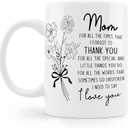 BESERH I Love You Mom Coffee Mug Cup, Mother's Day Birthday Gifts for Mom from Daughters Sons, Best Mama Mother Mommy Gifts Ceramic Coffee Mug 11 oz