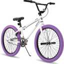 JOYSTAR 24" Kids Bike for 8-12Y BMX Bike 2 Pegs Purple Tires | Freestyle BMX Bikes 24inch for Boys Girls & Beginner Riders, 24" Kids' Bicycles