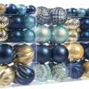 100PCS Blue and Gold Christmas Ornaments Set, Shatterproof Christmas Ball Ornaments Bulk, Assorted Decorations Baubles Hanging Ornaments for Christmas Trees Holiday Party Decor (Blue & Gold)