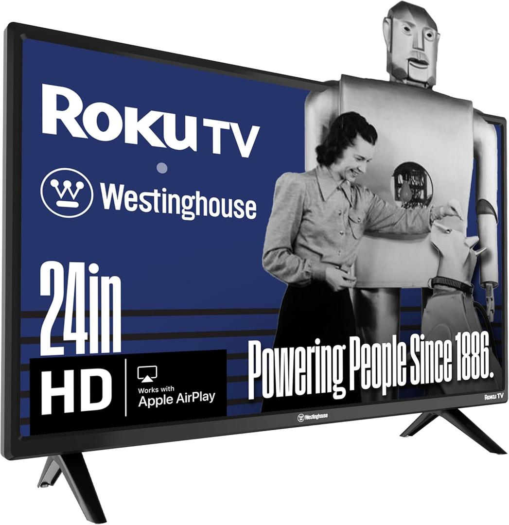 Westinghouse Roku TV - 24 Inch Smart TV, HD Television with Wi-Fi Connectivity and Mobile App, Flat Screen, Bluetooth, Compatible with Apple AirPlay, Alexa and Google Assistant