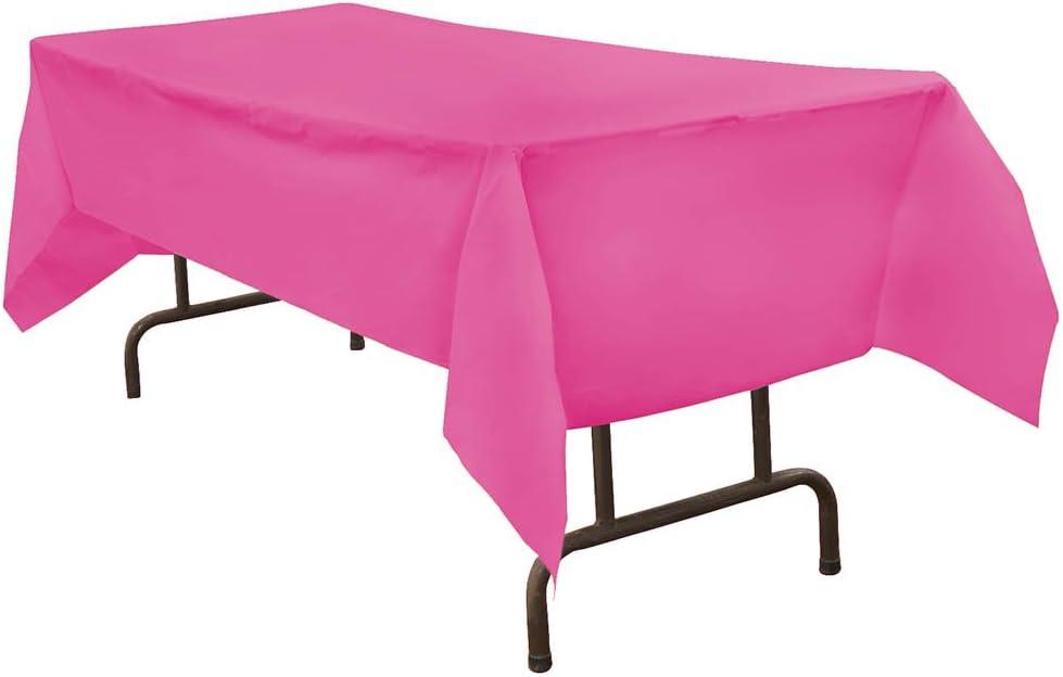 JAM Paper Rectangular Plastic Table Cover - 54 x 108 Inches - Fuchsia Pink - 1 Tablecloth/Pack