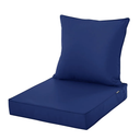 Outdoor Chair Cushions 24x24 Inch, Waterproof Fade Resistant Deep Seat and Backrest Cushion Set for Patio Furniture, Navy, 1 Set