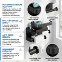 Toilet Paper Roll Holder with Phone Shelf, Adhesive or Screw Aluminum Tissue Roll Holder Wall Mount, Rustproof for Bathroom,Washroom Black
