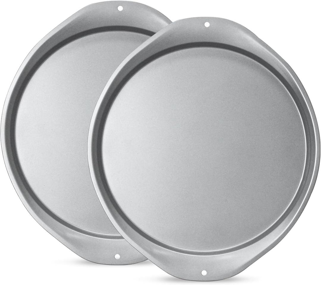 Pizza Pan - 14 Inch Nonstick Pizza Pan for Oven with Widen Handles for Cooking, Baking, and Grilling - Durable, Even Heating, Long-Lasting Kitchen Cookware (2, Grey) (Gray)