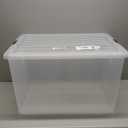 IRIS USA 144 Qt Stackable Plastic Storage Bins with Lids, 3 Pack - BPA-Free, See-Through Organizing Solution, Latches, Durable Nestable Containers, Secure Pull Handle, Made in USA - Clear